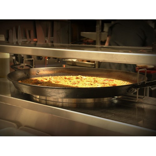porta-paellas em utilização