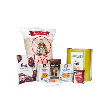 Ingredientes da paella grande