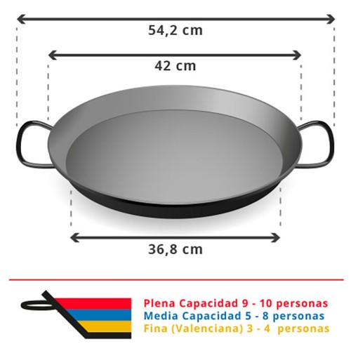 Paella em aço carbono para 10 pessoas