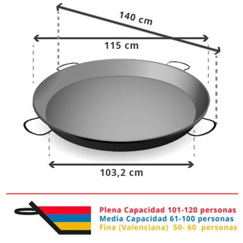 Paella em aço carbono 120 pessoas