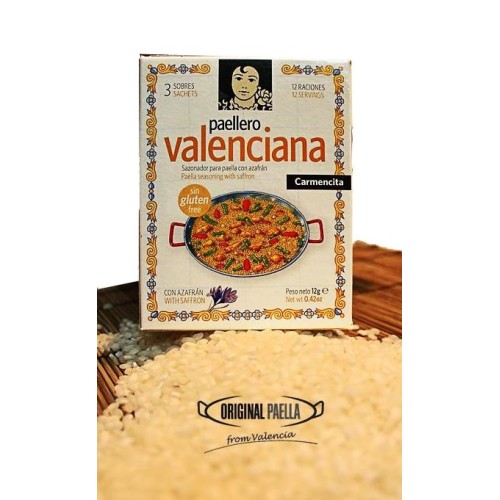 Ingredientes da paella grande