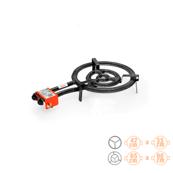 Queimador ou Paellero a Gás Tubo Plano 50 cm +GÁS +POTÊNCIA