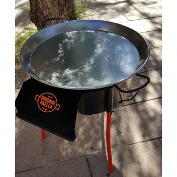 fornello a lenha para paella + churrasqueira + corta-vento