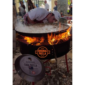 fornello a lenha para paella + churrasqueira + corta-vento