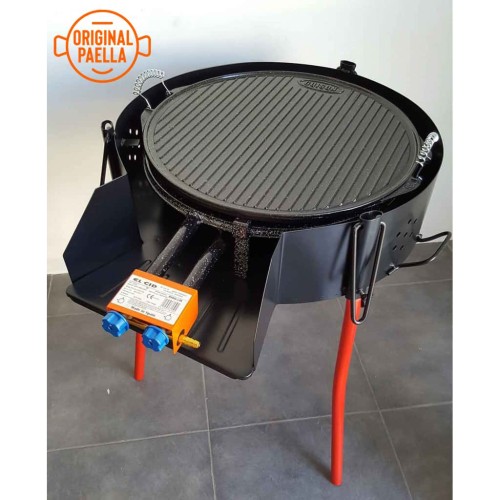 fornello a lenha para paella + churrasqueira + corta-vento