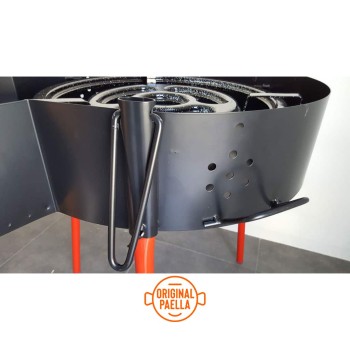 fornello a lenha para paella + churrasqueira + corta-vento