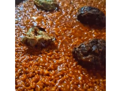 Receita de @virycheff: Arroz de bochecha e flor de alcachofra com redução de teriyaki