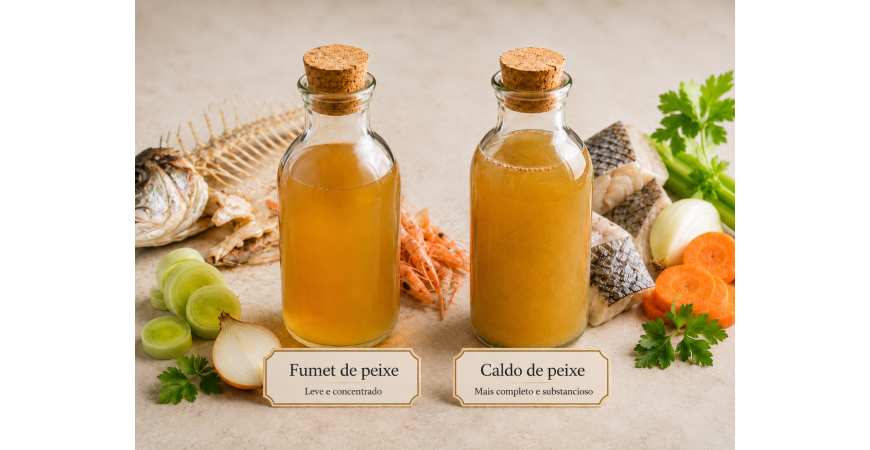 Diferença entre fumet e caldo de peixe